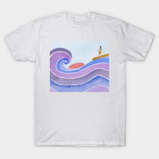 Abstract Surf-Art with Female Surfer T-Shirt